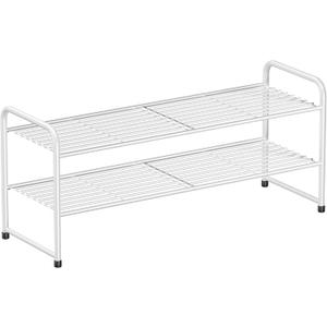 SUFAUY 2-Tier 33" Wide Shoe Rack, Closet Metal Shoe Rack Organizer Heavy Duty, Stackable, White