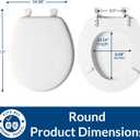 Mayfair Athens Toilet Seat, Easy Clean Hinges and Durable Wood Seat, Round, White