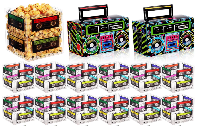 10 Pcs Retro Cassette Tape Candy Boxes for Party Decorations Music Theme Centerpieces Cookie Storage Buckets for Birthdays and Events
