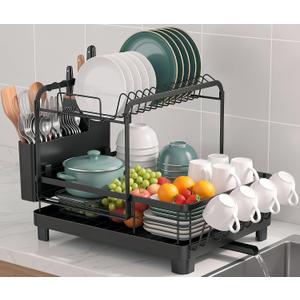 Runnatal 2-Tier Dish Drying Rack, Large Dish Drainers for Kitchen Counter