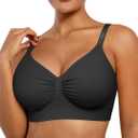 SHAPELLX Wireless Bra for Womens Lightweight Seamless High Stretch Bra Comfortable Soft Bralette Plus Size Everyday Bras Black XXL