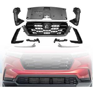 CRV Grill Set - Front Upper Grille & Radiator & Fog Light Cover w/o Hole Kit Compatible with 2023 2024 2025 2026 Honda CRV CR-V LX EX or EX-L Model 1.5L