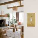 Rio Salto BRASS Metal Gold Toggle Light Switch Covers MID-SIZE Wall Plate Single Togle Switch Wallplate Decorative Wall Switch Plate Covers Brushed Brass Modern Linear (1-Gang Toggle 1-Pack)