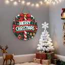 Merry Christmas Welcome Sign for Front Door with Light Strip Front Door Xmas Decoration 12.5UV-Printed PVC Foam Board Porch Sign for Christmas Decor Indoor Outdoor Home Wall(Candy Cane)