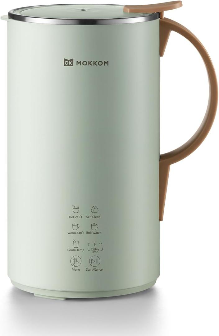 MOKKOM Automatic Nut Milk Maker, 20 oz Soy Milk Maker, Homemade Almond, Oat, Coconut, Soy, Plant-Based Milk and Dairy Free Beverages, Almond Milk Maker with Delay Start/ Boild Water/ Self Clean - Green