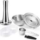 Stainless Steel Reusable Coffee Pods with Tamper for Nes presso Vertuo-line GCA1 and ENV135 Refillable Reusable Coffee Capsule Filter Espresso Size 80ml/2.4oz