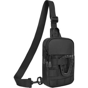 Small Sling Bag for Men, Tactical Inspired Waterproof Utility EDC Mini Crossbody Chest Bag for Travel Work Sport (Black)
