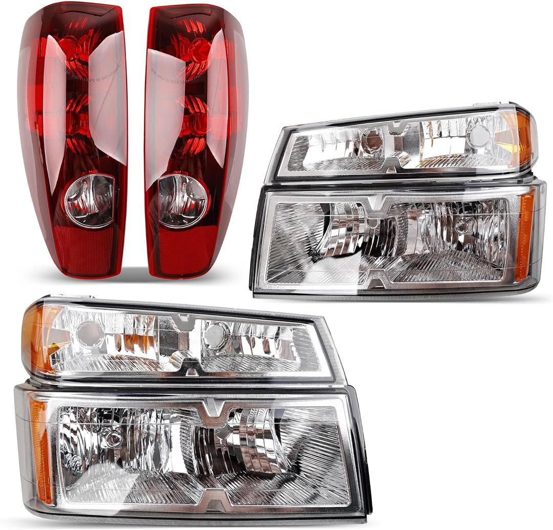 2 x Headlights Tail Lights Combo Compatible with 2004-2012 Chevy Colorado/GMC Canyon, 2006-2008 Isuzu I-Series - Headlamp Taillight Replace GM2502234, GM2503234 and GM2801164, GM2800164