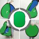 3x5ft/100x150cm Green Screen Backdrop for Photography, Double Sided Green Screen and Blue Screen, 2 in 1 Collapsible and Reversible Background for Photography, YouTube Videos,and Live Streaming