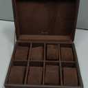 SANZIE 8-Slot Watch Box for Mens Watch Case with Removable Watch Pillows, Watch Holder Organizer Watch Storage with Brown Synthetic Leather (Brown)