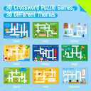 5 x SpriteGru Crossword Puzzle Game Pad, 30 Reusable & Erasable Word Games, Dry Erase Brain-Boosting Puzzle Activities Book for Kids, Educational Toy for Road Trip, Airplane & Car Travel