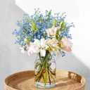 N&T NIETING Babys Breath Artificial Flowers Bulk, 10Pcs Blue Fake Gypsophila Bouquet Flowers Real Touch Faux Babies Breath Arrangement for Wedding Floral Party Home Centerpieces Vase Decoration, Blue