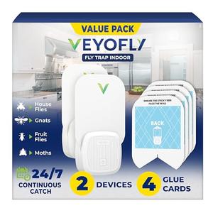 VEYOFLY Fly Trap Indoor, Fruit Fly Traps for Indoors Flying Insect (2 Device + 4 Refills) Gnat Traps for House Indoor, Bug Zapper Indoor, Gnat Killer Catcher & Fruit Fly Killer Light Plug in
