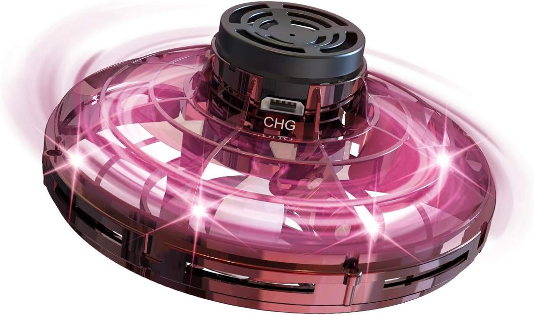 FLYNOVA Mini Drone for Kids Adults,Rechargeable UFO Flying Spinner with Lights,Birthday Party Cool Game,Indoor Outdoor Easy Operated Toys,Thanksgiving for Boys Girls Teens (Red)