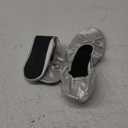 Women's Foldable Flats  Portable Ballet Slippers Shoes for Travel, Wedding  Fits in Purse (Large, Silver+expandable Tote)
