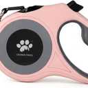 16 ft Retractable Dog Leash for Extra Large Dogs up to 130 lbs, Tangle-Free Nylon Tape, Pink Dan24 XL