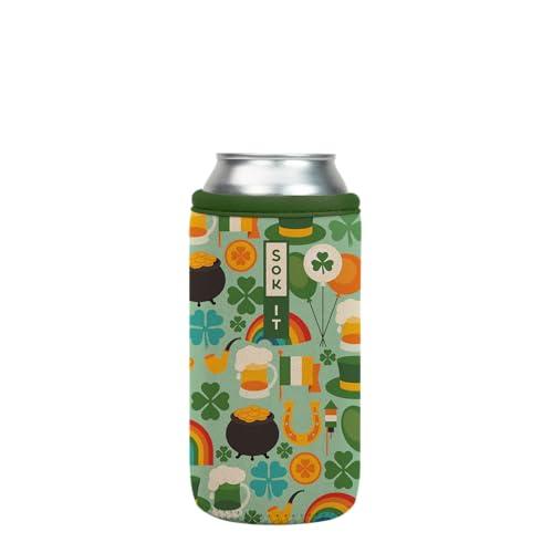 Sok It CanSok Sleeve for Beer & Soda Insulated Neoprene Cover (Irish Charm, 16oz Can Sleeve)