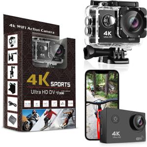 Pro Xtreme 4K Action Camera - Ultra HD Waterproof Camera Video Camera with Wi-Fi, 170 Wide Angle Lens, Image Stabilization, Multiple Mounting Options - Perfect Underwater Camera Snorkeling