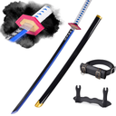 WERKON Light Up Giyu Sword - 40-Inch Plastic with Battery - Full Kit with Sword Stand and Belt- Anime Sword with Authentic Design