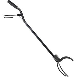 Sunnydaze 36-Inch Log Grabber Tongs - Outdoor Fire Pit Tongs - Spring Lever Action - Black