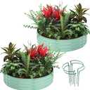 Galvanized Metal Planter Round Raised Garden Bed Kit for Gardening Outdoor2x2x1ft 2PC Grow Garden Box Raised Flower BedRound Galvanized Planter Outdoor Metal Fire Pit Ring Green