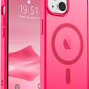 SUPFINE Magnetic for iPhone 14 Case & iPhone 13 Case (Compatible with MagSafe) (Military Grade Drop Protection) Slim Translucent Matte Shockproof Phone Cover, Hot Pink