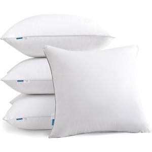 Oubonun 18"x18" Pillow Inserts (Set of 4) - 100% Cotton Cover, Square Throw Pillow Inserts for Couch, Sofa, Bed - Decorative 18 Inch White Pillow Inserts