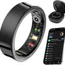 Smart Ring for Women Men, Fitness Tracker Ring with Body Temperature, Heart Rate, Blood Oxygen, Sleep Monitor, Calories, No Subscription Fee, IP68 Waterproof for iPhone & Android (Black, #10)