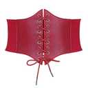 SUOSDEY Red Corset Belt for Women, Vintage Lace-up Elastic Waist, Tied Waspie Wide Belt for Halloween Costume S/M