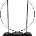 GE Traditional Rabbit Ear HD Digital TV Antenna, Long Range Smart TV Antenna, Extendable 15in Rabbit Ear Dipoles and Ciruclar Loop, Supports 4K 1080P HD Smart TV VHF UHF, Compact Design, 33676