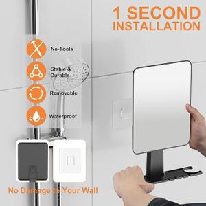Jobsonslates Shower Mirror Fogless for Shaving, Fogless Mirror for Shower with Razor Holder, NODrilling & Removable, Shatterproof & Waterproof with 2 Adhesive Hooks