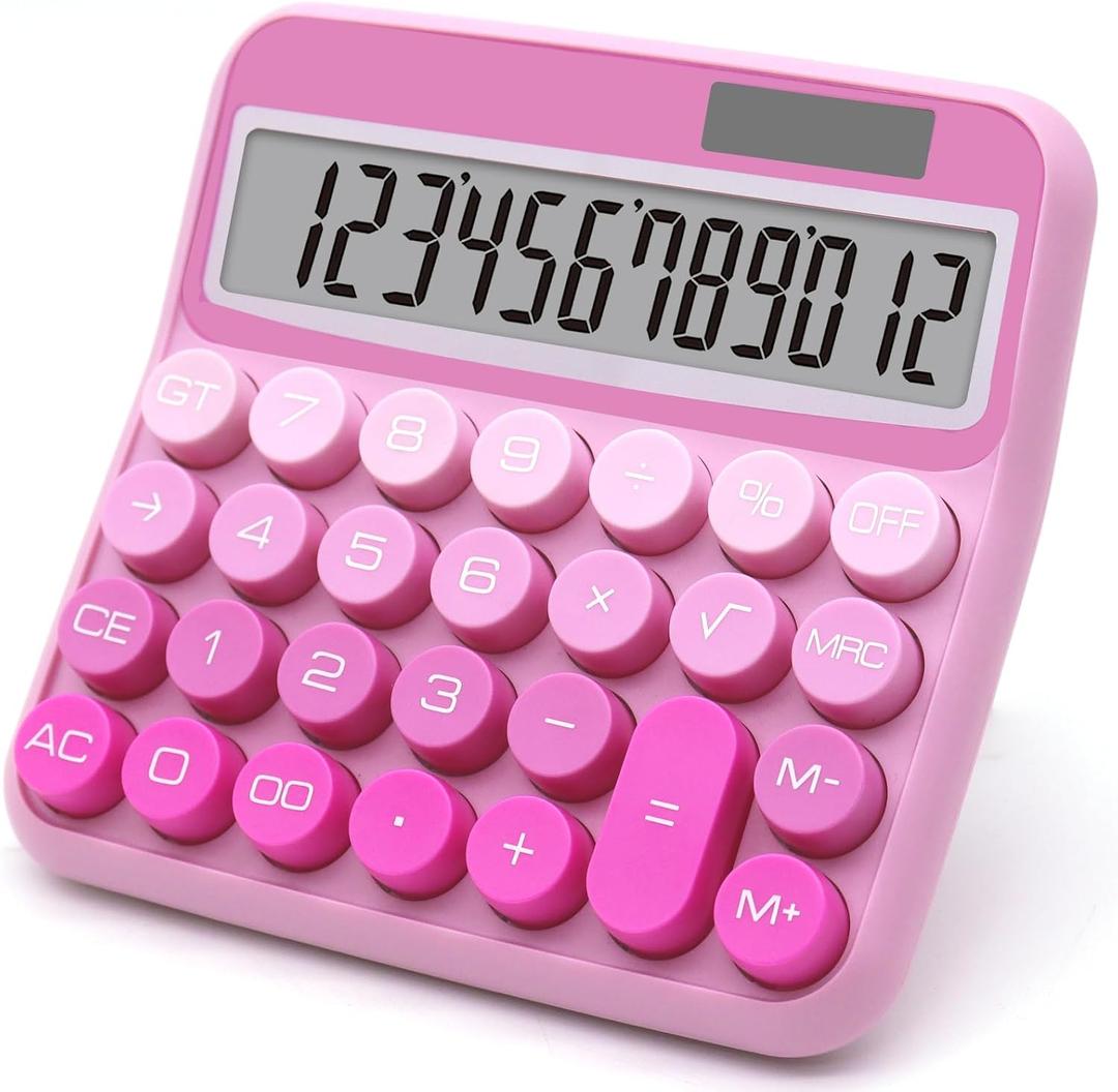 Gradient Pink Calculator, Big Button Calculator with Large LCD Display, Hot Pink Office Desk Accessory for Offices, Schools, Homes and Businesses