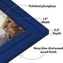 Americanflat 16x20 Picture Frame with Polished Plexiglass - Hampton Collection - Distressed Wood Picture Frames for Wall Display - Navy Blue