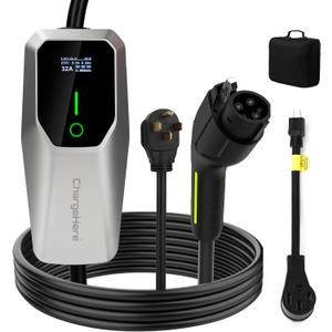 Level 1 & 2 EV Charger, 32 Amp Portable Electric Car Charger, UL Listed EVSE with J1772 Connector, NEMA 14-50 Plug & 5-15 Adapter, 25FT, for J1772 EVs and PHEVs