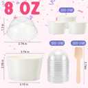 200 Pack Ice Cream Cups with Dome Lids No Hole and Spoons Bulk Disposable Paper Dessert Bowls White Sundae Containers for Snack Yogurt Soup Birthday Summer Ice Cream Party Supplies (8 oz)