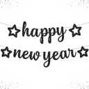 KatchOn, Glitter Happy New Year Banner Black - 10 Feet, No DIY | Black Happy New Year Sign | New Years Eve Party Supplies 2026 | New Years Banner, NYE Decorations 2026