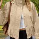 Yousify Womens Lightweight Jacket Windbreaker Hooded Athletic Sun Protection Outerwear Hiking Jackets Spring Coats (S)