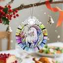 4 x Christmas Ornament, Christmas Decoration, Stained Glass Ornament, Heirloom Keepsakes, Holiday Ornaments, Holiday Presents, Unique Xmas Gifts, Gift Exchange Ornaments, Gift Idea - Unicorn (Unicorn Turning Back)