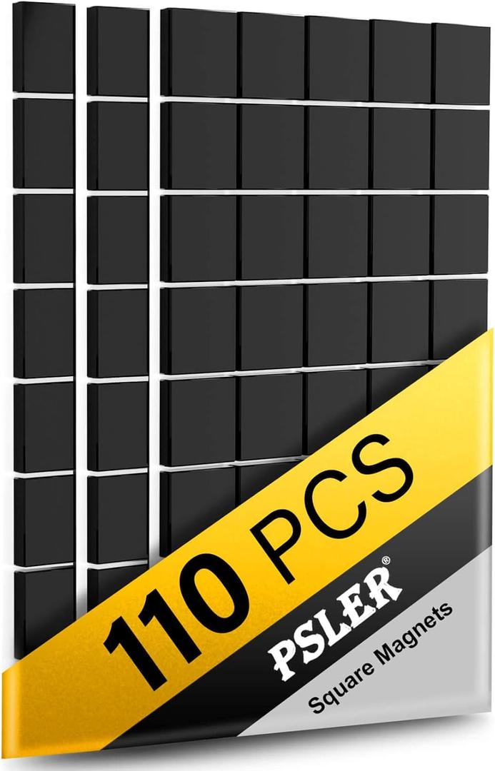 110Pcs Square Magnets Magnetic Tape Strip - Magnet Sheets with Adhesive Backin One Side Self Adhesive on The Other Side for Fridge Organisation,Art Project,Classroom