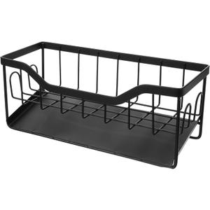 VOSAREA Kitchen Sink Sponge Organizer with Drain Design Kitchen Storage Rack for Sponges Brushes and Soap Space-saving Lightweight and Practical Design Black