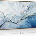 Nicetop Framed Wall Art for Living Room - Large Plum Blossom Canvas Art Prints with Wood Frame - Blue and White Artwork Abstract Ocean Wall Picture Bedroom Office Dining Room Coastal Decor 48x24 Inch