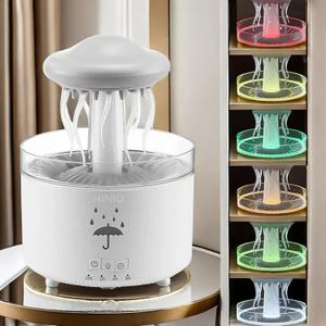Rain Cloud Humidifier Water DropOctopus Aromatherapy Humidifier with 7 Colors LED Night Light with Remote Control for Bedroom Sleep Relaxation (White)