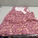 CATHY Women's 2026 Summer Sleeveless Tank Vest Casual Ruffle Tunic Top Loose Comfy Blouse Tshirt,  Medium, Plum Flower+purple Red