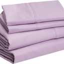 Amazon Basics Lightweight Super Soft Breathable Brushed Microfiber 4-Piece Sheet Set with 14-Inch Deep Pockets, Wrinkle Resistant, Queen, Frosted Lavender, Solid