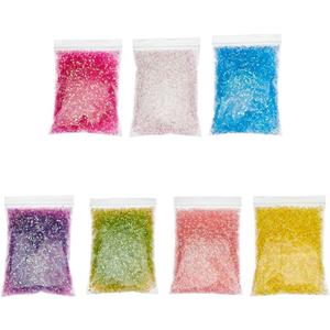 DICOSMETIC 7 Bags 140g Crispy Bingsu Beads for Slim Iridescent Soft Straw Tube 3D Glitter Plastic Assortment Crunchy Slime Microbeads Supplies, 1 Color/Bag