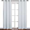 NICETOWN Easy Care Solid Thermal Insulated Grommet Room Darkening Curtains/Drapes for Bedroom (2 Panels, 42 by 84, Light Grey-Greyish White)