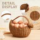 Rustic Egg Basket for Gathering Fresh Eggs, Vintage Wicker Chicken Basket with Handle for Home Kitchen Storage & Countertop, Ideal for Farmhouse & Vegetable Storage