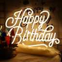 Happy Birthday Neon Sign For Backdrop Birthday Decorations LED Neon Light Signs for Birthday Led Light Up Sign Party Decor Dimmable Warm White LED for Birthday Gift 16.5"12.4"