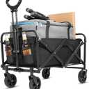 Collapsible Wagon Cart Foldable,Wagon Carts with Wheels Folding,Utility Grocery Lounge for Sand Camping Sports Shopping Outdoor