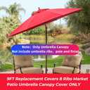 9ft Patio Umbrella Replacement Canopy Only,Outdoor Table Market Yard Umbrella Top for Outdoor Umbrella Canopy with 8 Ribs (Red)
